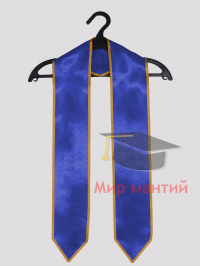 Синий галстук выпускника с золотым кантом