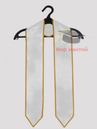 Белый галстук выпускника с золотым кантом